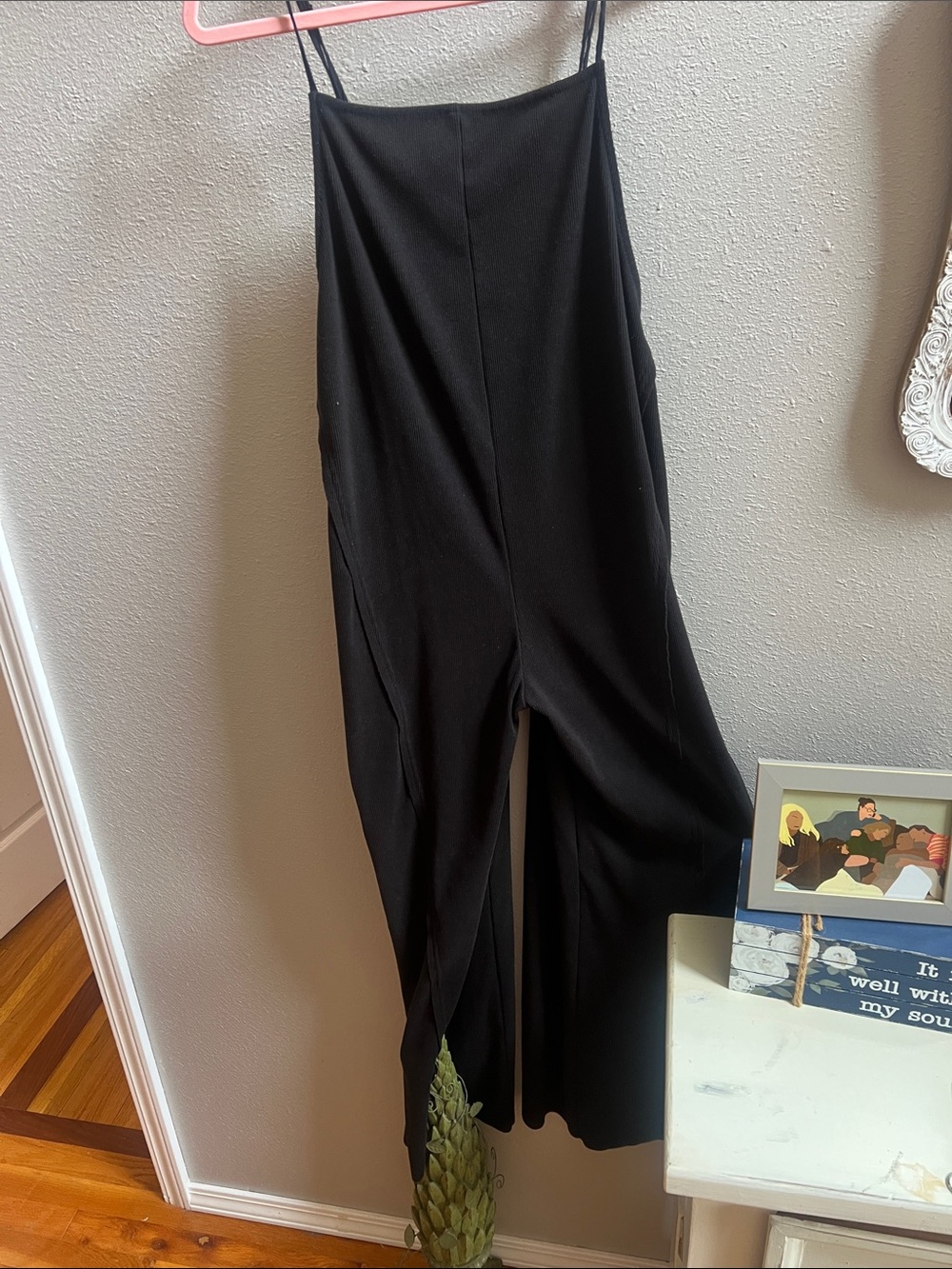 eesome Black Spaghetti-Strap Wide-Leg Jumpsuit